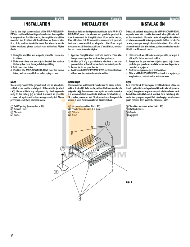 PDF manual for Alpine Car Amplifier MRP-F250